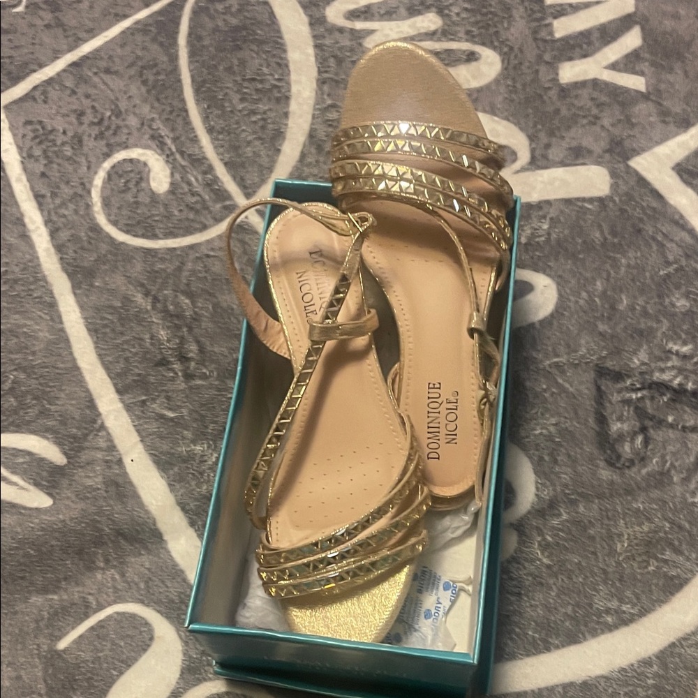 Dominique Shimmering Gold Strappy Sandals
